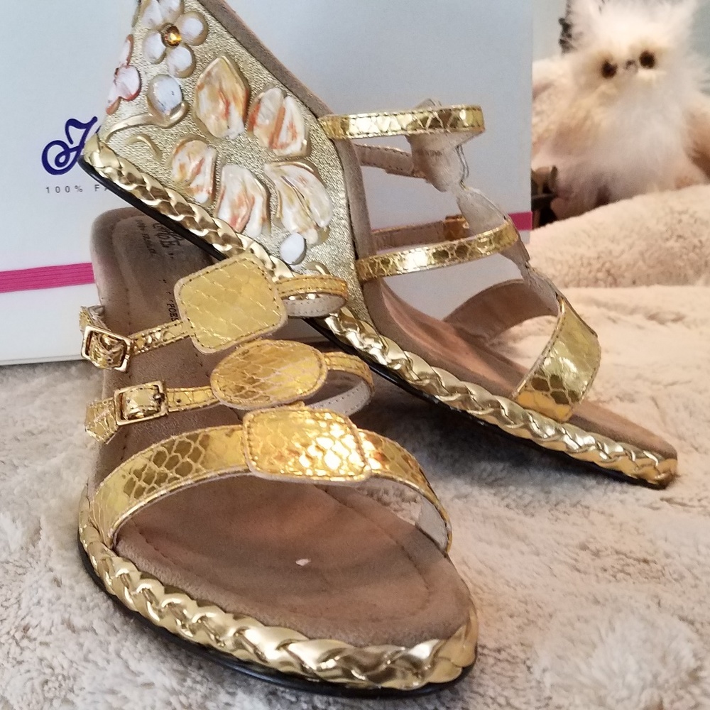 Gold Wedge Sandal